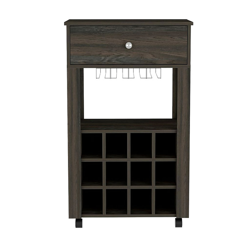 Armoire à vin 1 tiroir 12 bouteilles Espresso Carbone, Brun