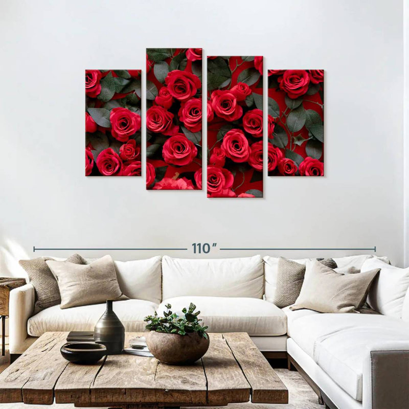Roses rouges artificielles Harnek, H 48 po x l 75 po