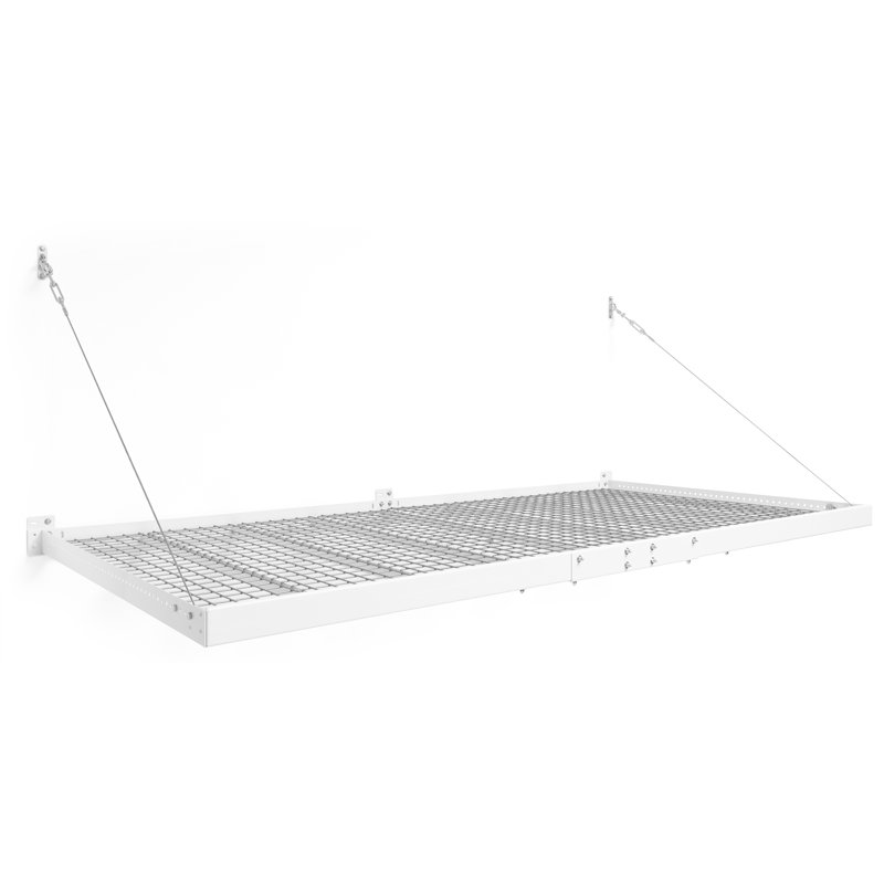 White Steel 4 ft. x 8 ft. Wall Mounted Garage Shelf
