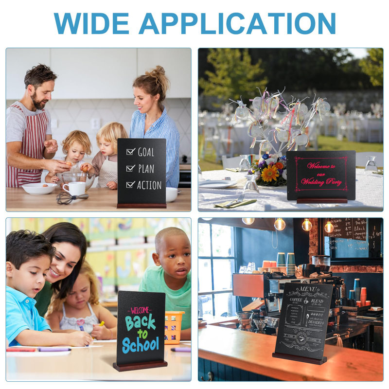 8 X 12 Inch Chalkboard Signs - Small Chalk Board With Wood Base, Erasable Message Board Double-Sided Writing Board Table Menu Board For Kitchen Wedding Bar And Restaurant Display (4 Packs)
