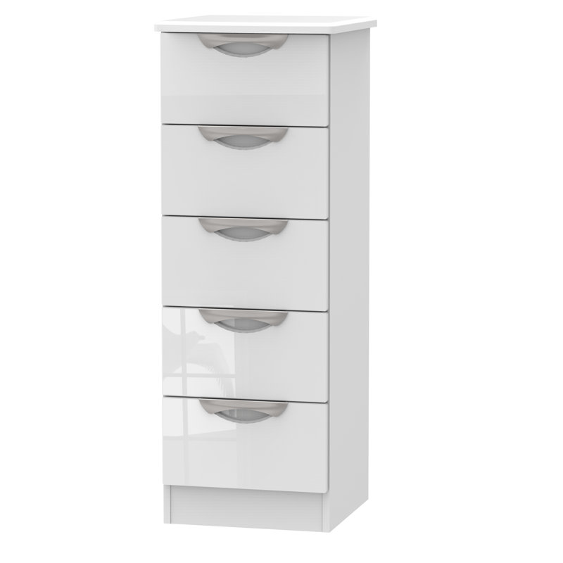 Fully Assembled Ratley 5 Drawer Chest, White Gloss
