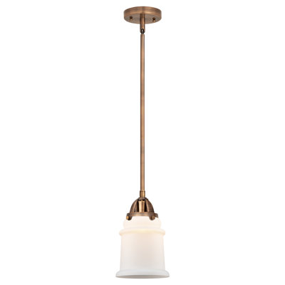 Nouveau 2 - Alvi - 1 Light 6" Stem Hung Mini Pendant - Bulb Not Included - Antique Copper Finish - Matte White Shade