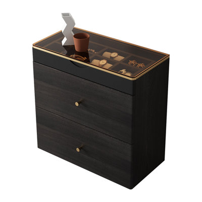 Zyannah High-quality Modern Nightstand,Glass Top by Hokku Designs Zyannah High-quality Modern Nightstand,Glass Top by Hokku Designs