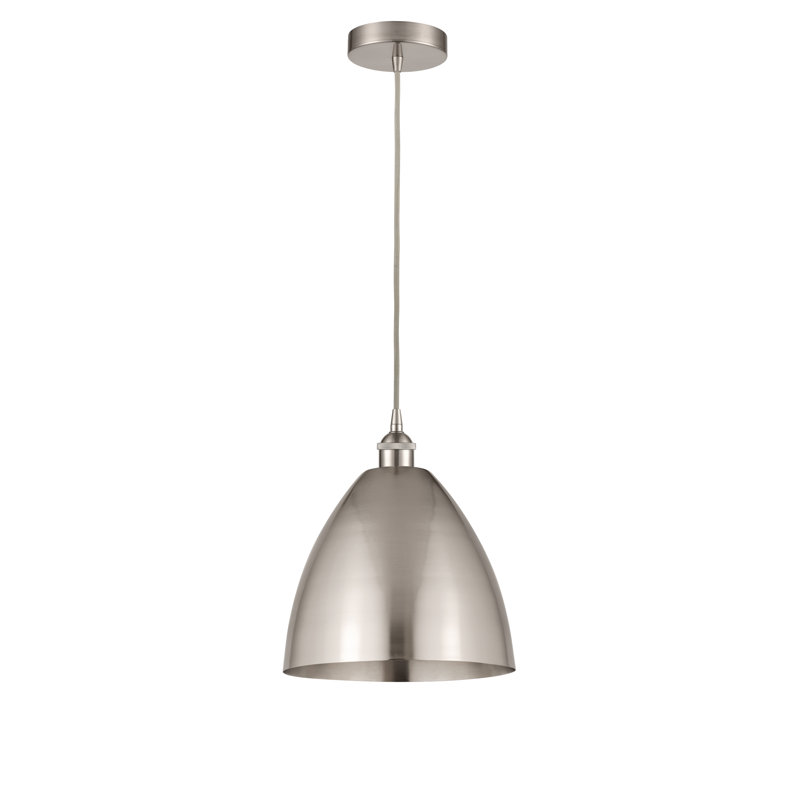 Luminaire suspendu conique à 1 lumière, Nickel satiné brossé, Nickel satiné brossé, H 14,75 po x l 12 po x P 12 po