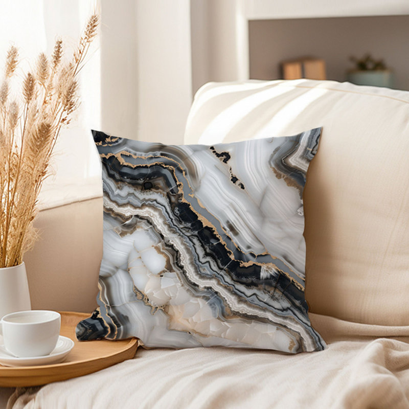 Abstract Gray Marble Geode Pattern XI Modern, 16"H x 16"W