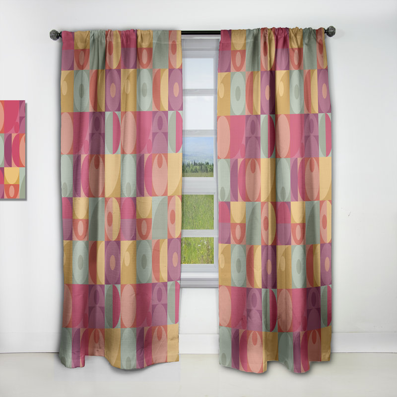 Panneau de rideau géométrique, décor occultant Mid-Century Minimal - géométrique rétro Minimal I, L 52 po x L 63 po