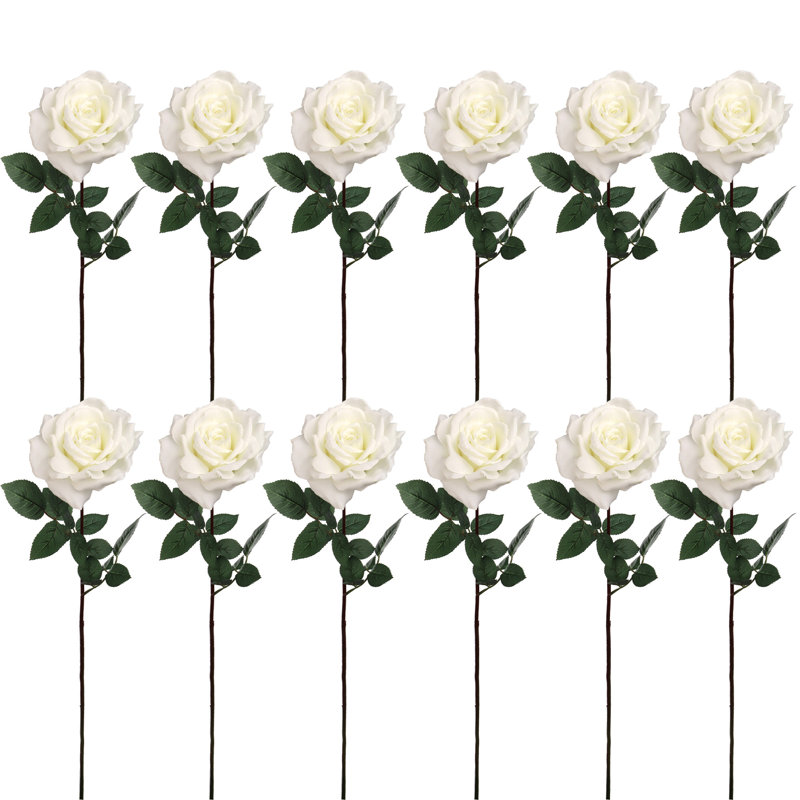 Ensemble de roses artificielles, Blanc, 12