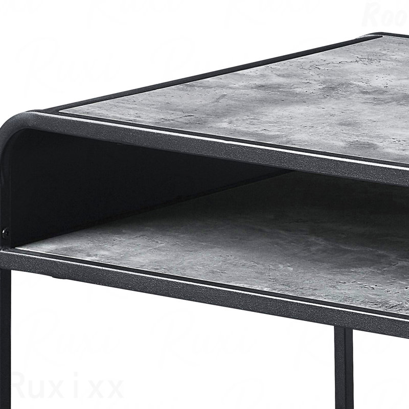 Table basse en béton gris avec 1 tablette et cadre noir