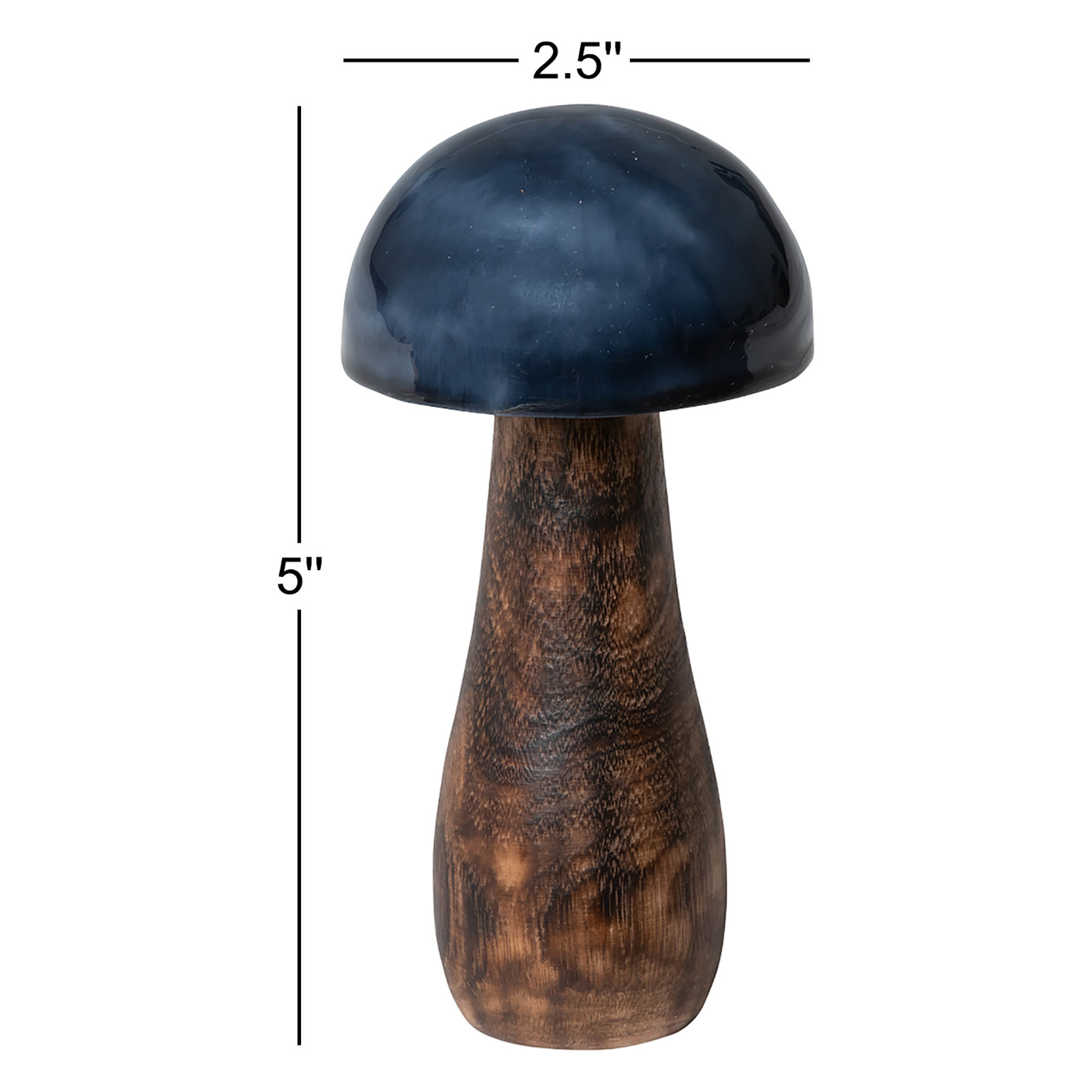Mushroom Holiday Accent, 5" H x 2.5" W x 2.5" D, Brown/Blue
