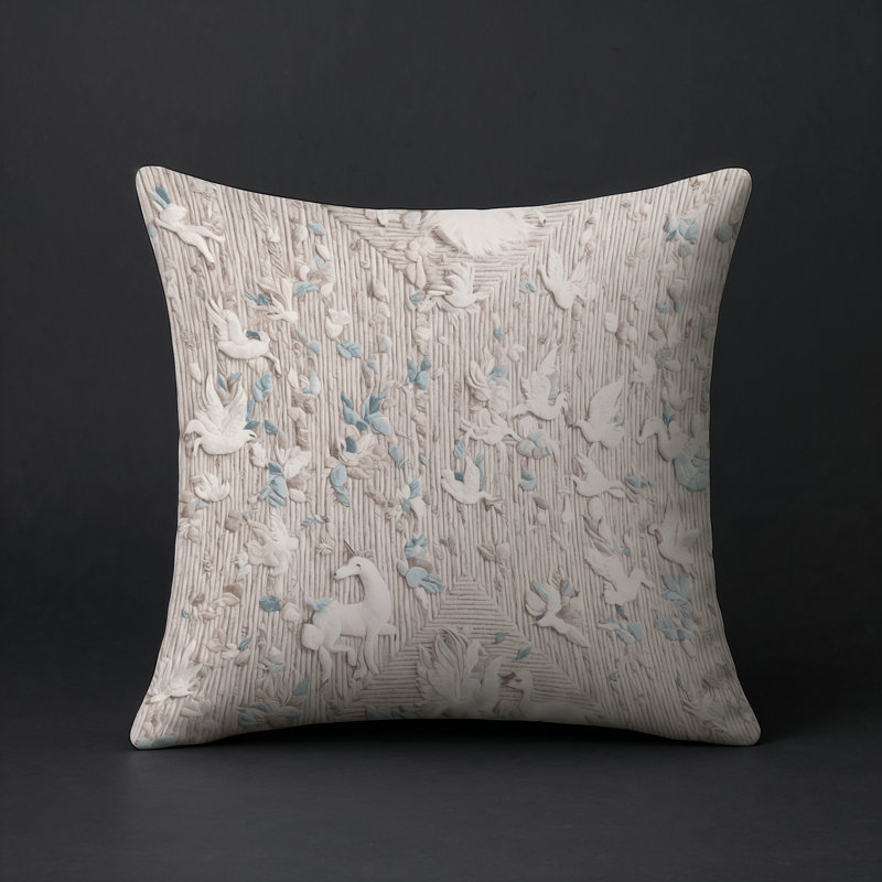 Coussin décoratif intérieur et extérieur Modern, Beige abstrait 22, Carré 16 po