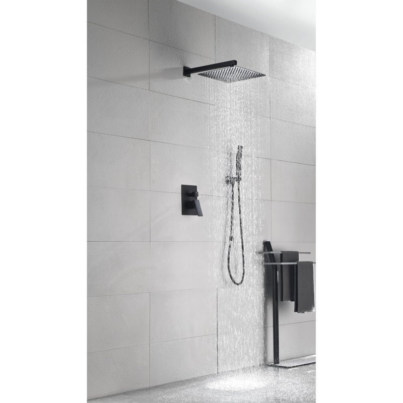 12" Wall Mounted Rain Shower Head - Natural Rainfall , Self-cleaning Discharge, Strong And Brass Matte Black Feeling, Spout, Finish