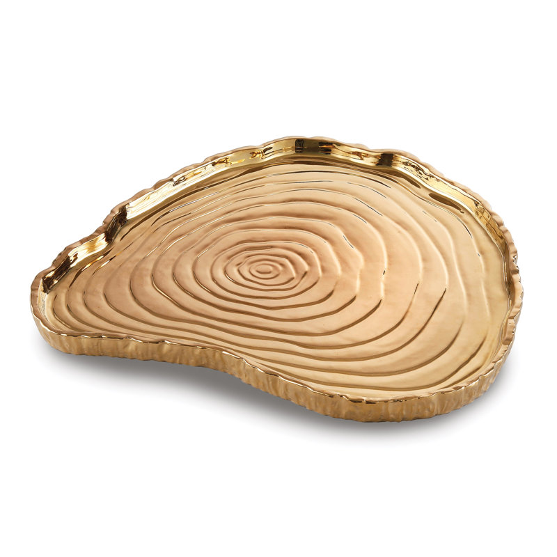 Gold Porcelain Tree Bark Inspired Serving Tray
