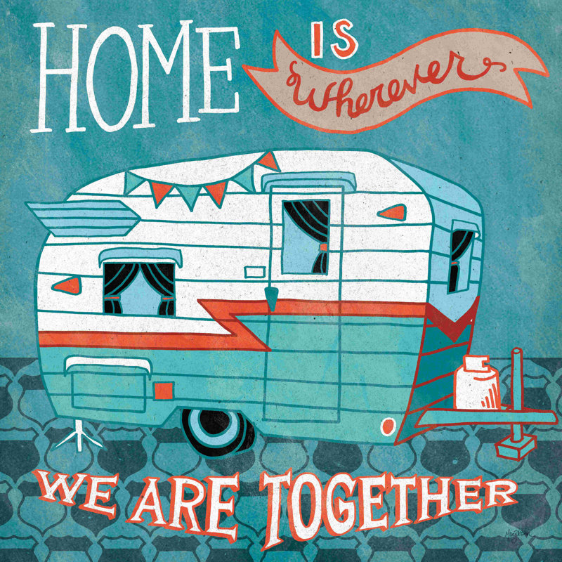 «Adventure Love Camper» par Mary Urban, art textuel sur toile tendue, H 12 po x l 12 po, Non, Toile tendue