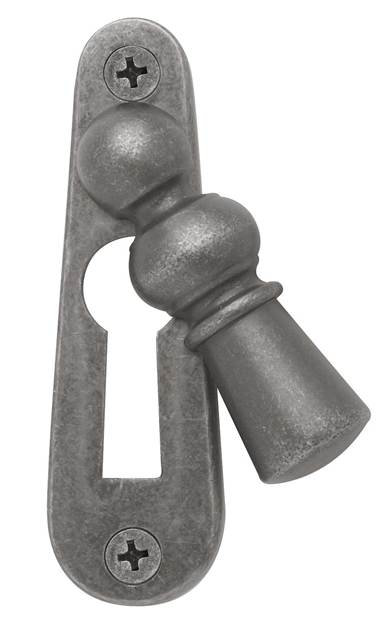 Colonial Emergency Release Rose/Rosette, Distressed Antique Nickel, 2.25" H x 0.6" W x 0.3" D