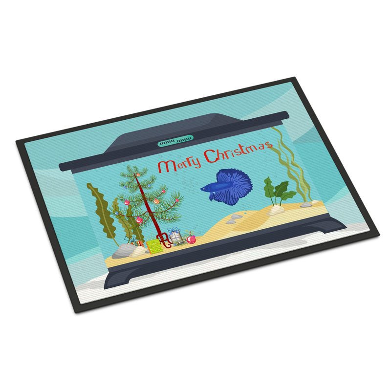 Tapis d'entrée antidérapant Insta, Poisson combattant à queue voilée, 18" W x 27" L