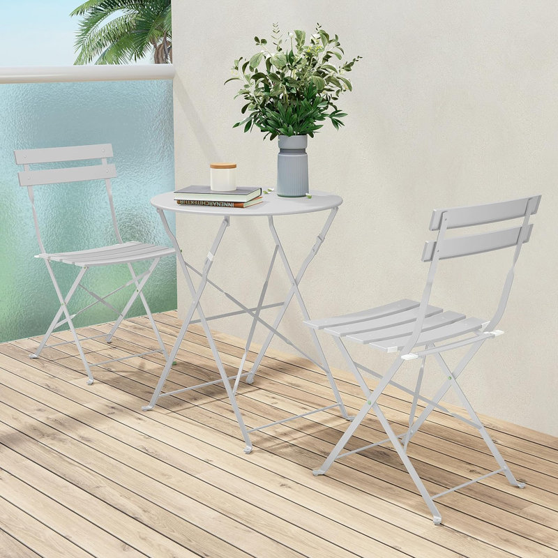 Olilawn Halloween Outdoor Set, 3-piece Folding Outdoor Patio Furniture Set, White