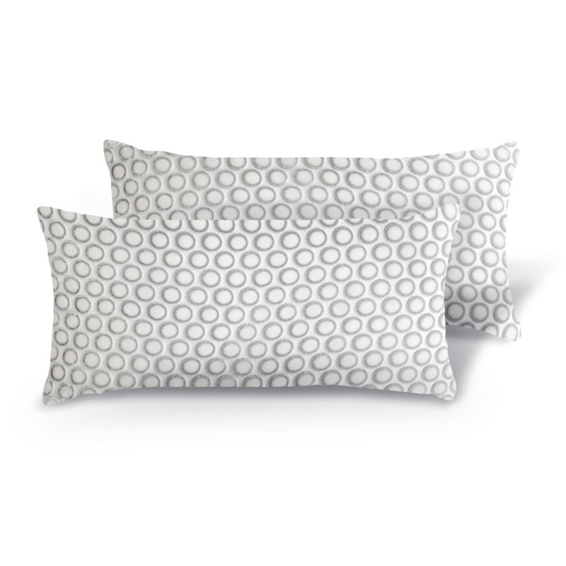 Dots Rectangle Velvet Pillow Cover & Insert, 7" x 15", White