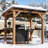 Beverly 6Ft X 8Ft Premium Cedar Wood Slope Hard Top Grill Pavillian Gazebo With Charging Station And Accessory Organizer