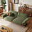 88.58"Green linen-blend loveseat with throw pillows-926685543