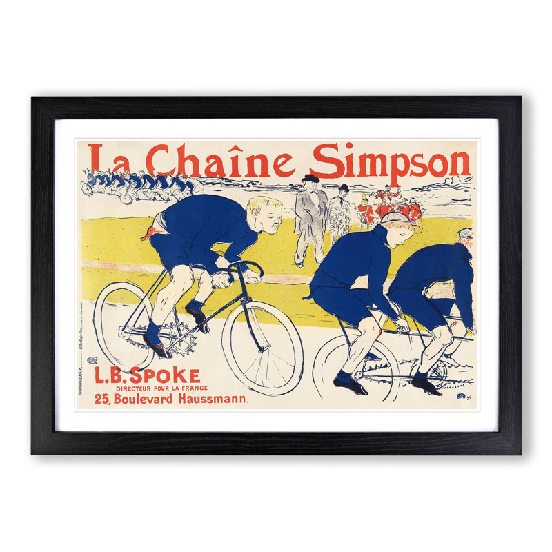 The Simpson Chain by Henri de Toulouse-Lautrec - Picture Frame Graphic Art, 27cm H x 36cm W x 2cm D, Black Framed