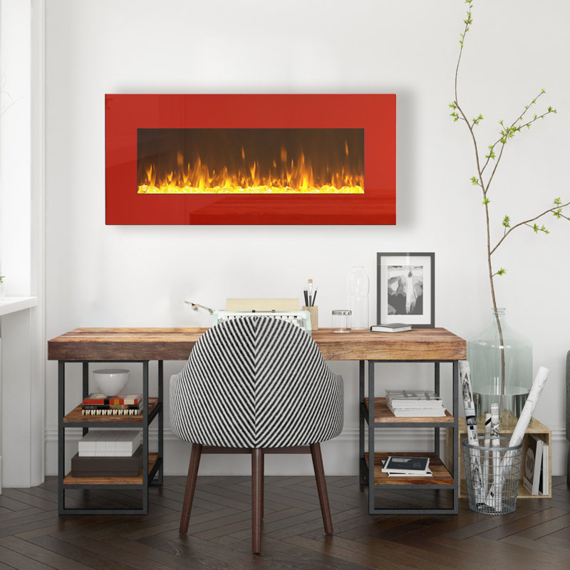 43'' W Electric Fireplace with 5000 BTU, Red
