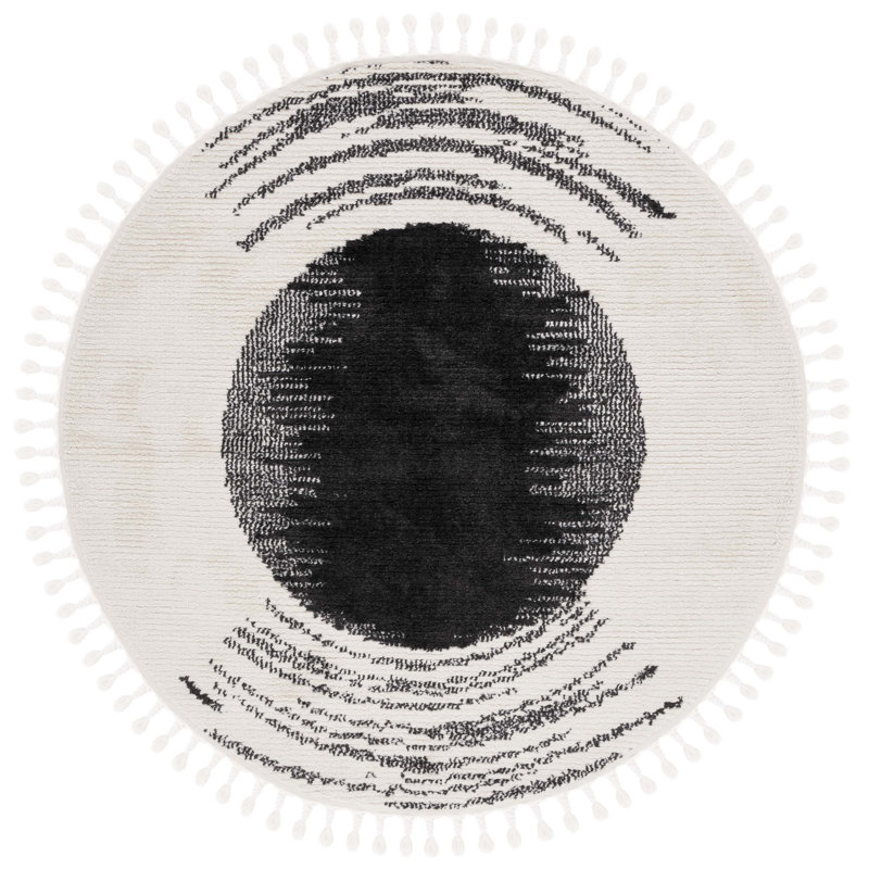 Bannon Tassel Performance Abstract Rug, Round 6'7"
