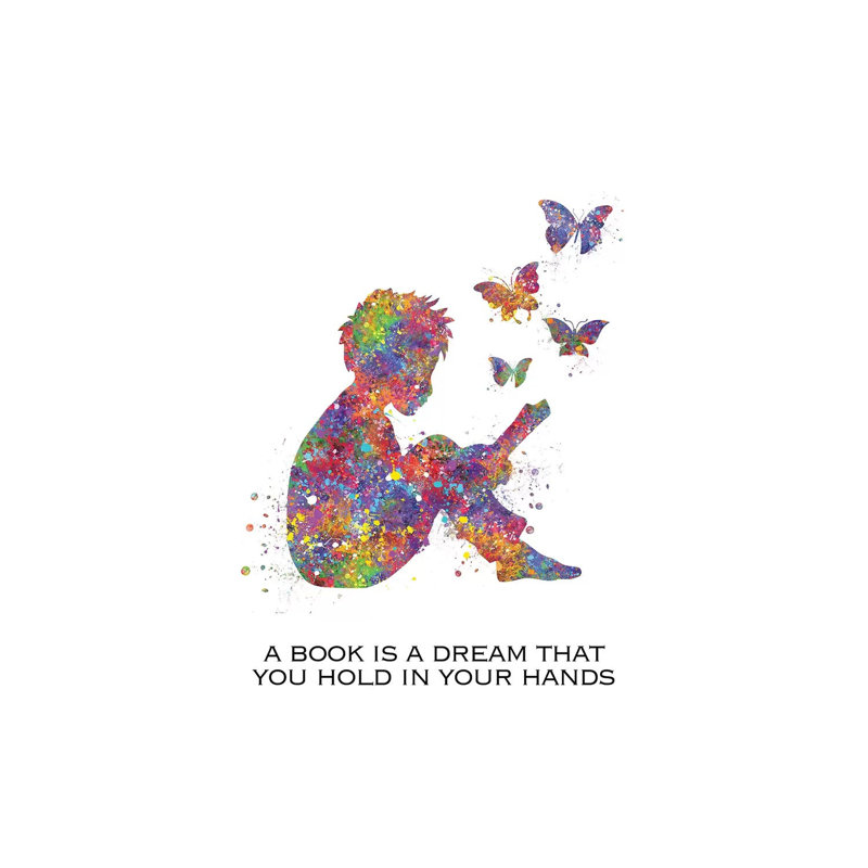 Boy Read Book Quote by Genefy Art - Wrapped Canvas Print, 20.32 cm H x 30.48 cm W