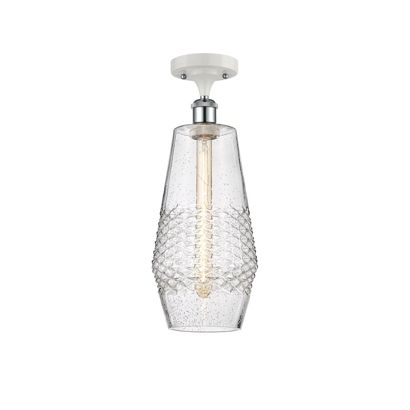 Plafonnier semi-encastré 1 lumière Alza, Blanc / chrome poli, Ampoule non incluse