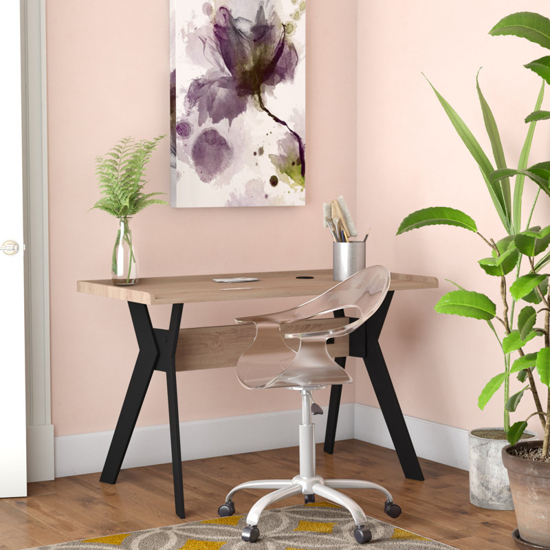 Ammon Steel Writing Desk with Built-In Electrical Outlet
