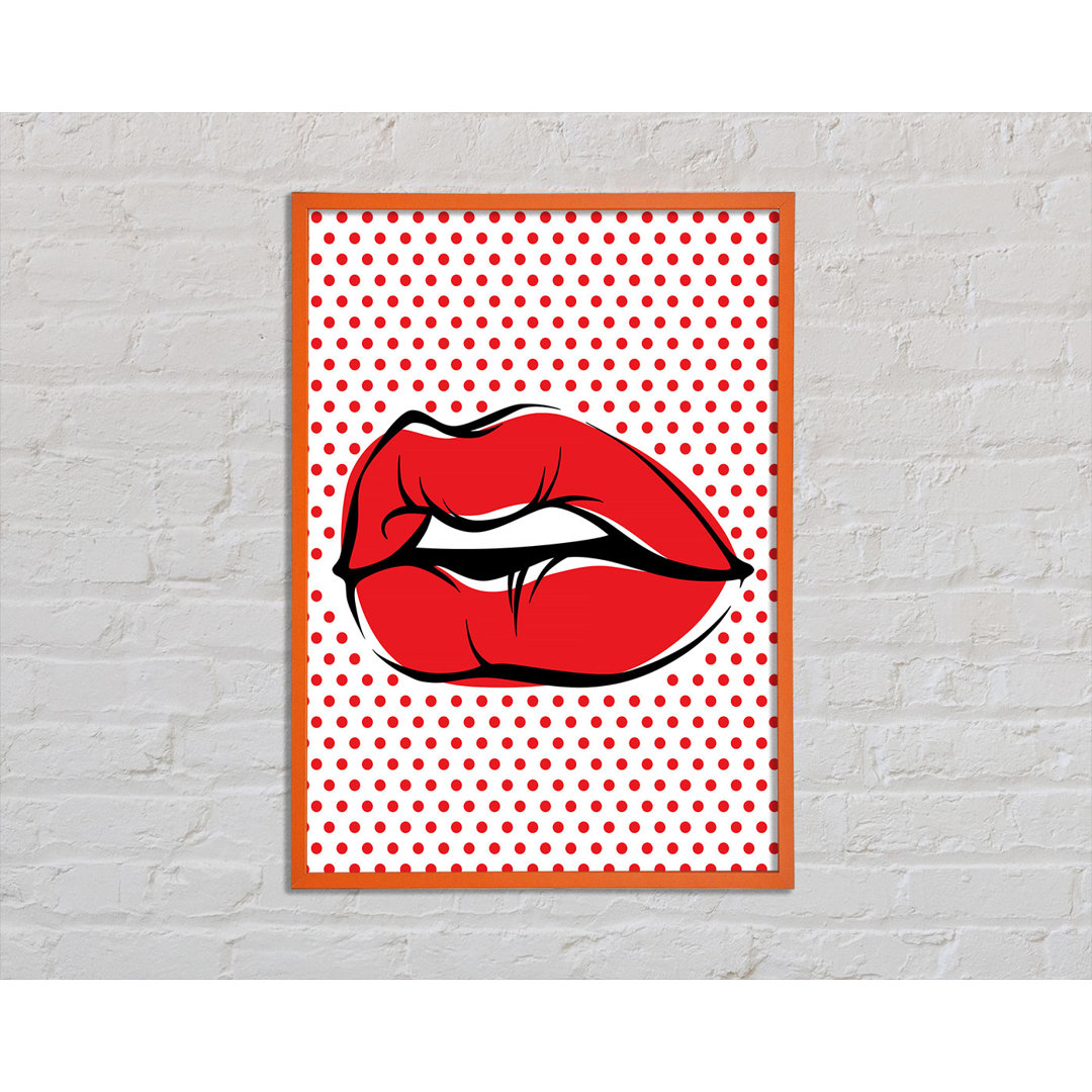 Red Lips On Pokerdots - Einzelne Bilderrahmen Kunstdrucke