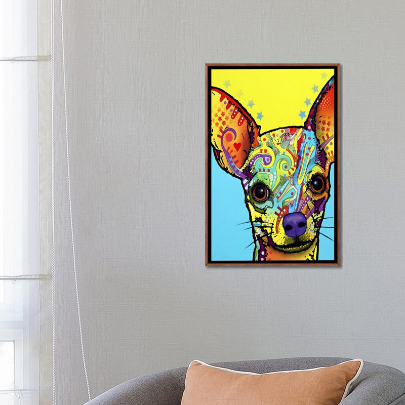 « chihuahua l » par dean russo-print, H 24 po x l 16 po x P 1 po, Papier avec cadre blanc