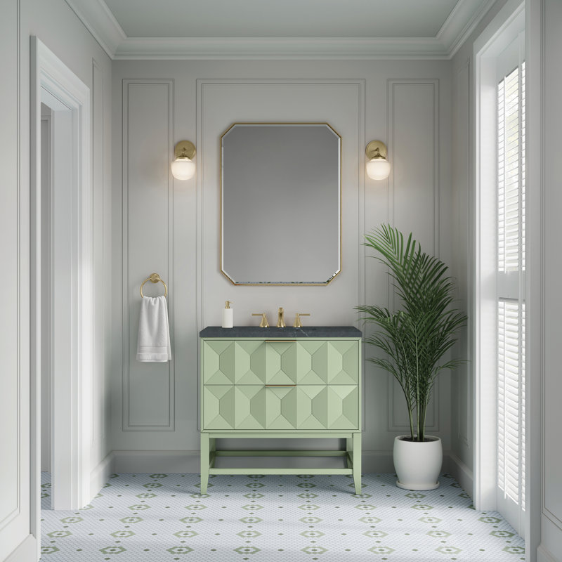 Emmeline 36'' W Single Vanity, Parisien Bleu Quartz, Pistachio, 8" Widespread