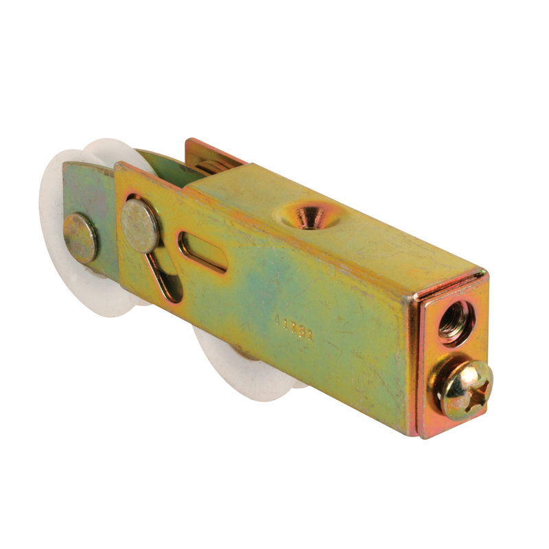 Ensemble de rouleaux tandem en acier de 1-1 / 4 po à porte coulissante avec rouleaux en plastique, jaune zinc (paquet de 1)