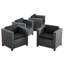 Fauteuils club d'extérieur, noir, coussins d'eau inclus 4 chaises - confortables