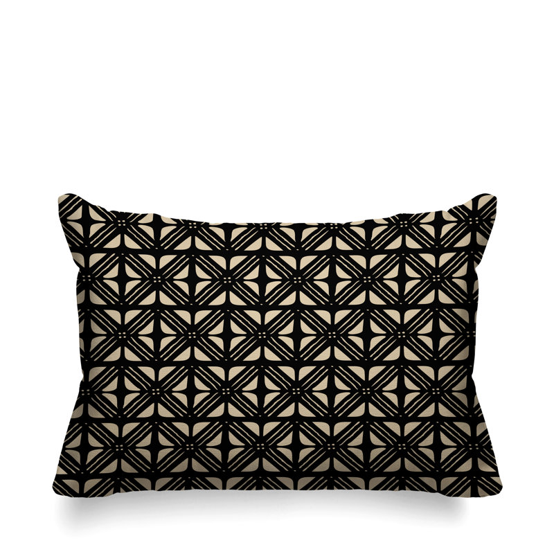 Housse de coussin d'extérieur carré et insert, Noir, 14 po x 20 po, Rectangle