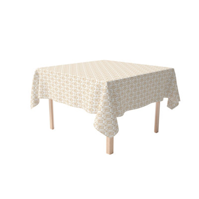 Square Tablecloth, 100% Cotton, 60X60", Elegant Golden Design
