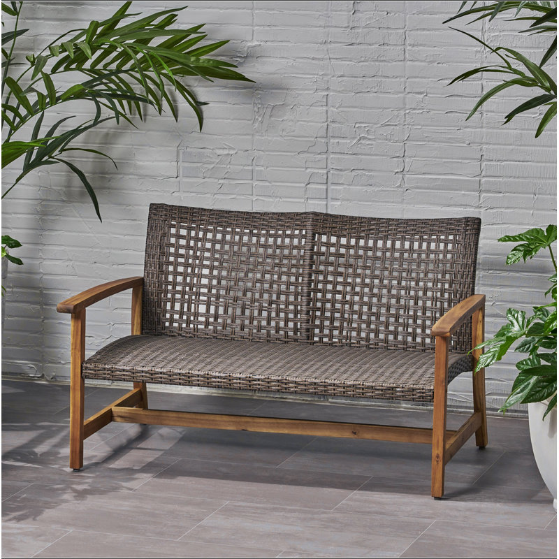 Causeuse en bois et osier Hampton, Brun