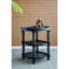 Table ronde ronde en bois noir avec tablette - fabrication stable et meubles en canne