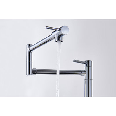Pot Filler Faucet With Extendable - 360 Swivel & Foldable, Brass Build, Double Handles For Effective Water Control, Corrosion And Oxidation Resistance Surface Extended Rotatable Body, Seamless Flow,
