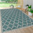 Hague Moroccan Trellis Textured Weave Teal/Gray Indoor/Outdoor Rug-617402963