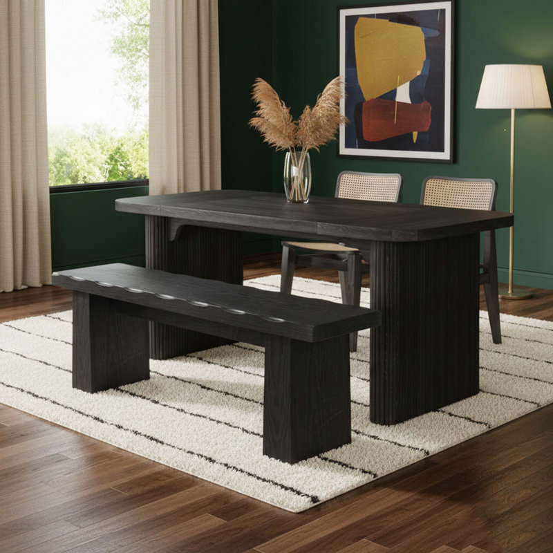 Wooden Entryway Dining Table Bench End of Bed Bench, Black