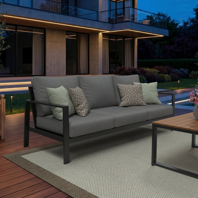 Sunbrella® Outdoor Sofa Seat / Back Cushion, Sunbrella Bliss Smoke