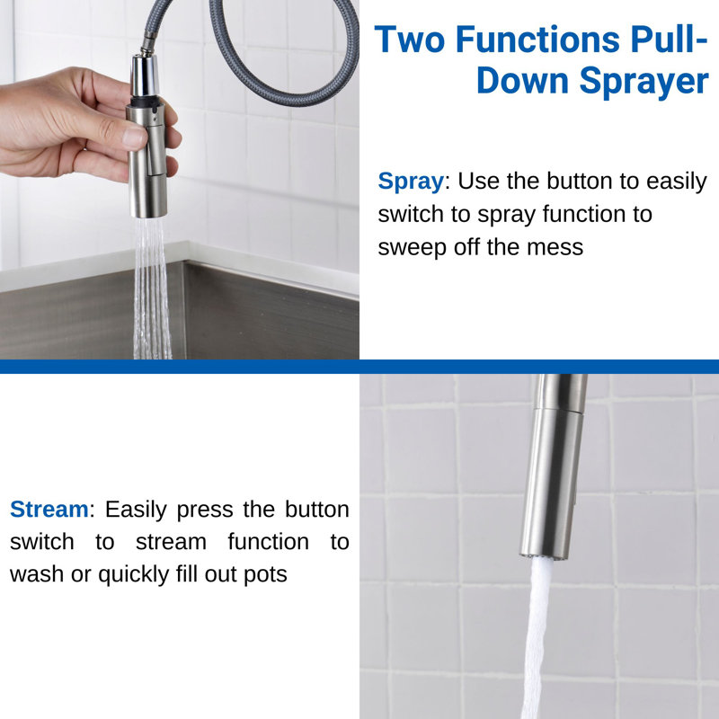 Single Handle Two Modes Pull-down Kitchen Faucet, Brushed Nickel