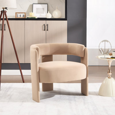 Fauteuil d'appoint pour le salon, fauteuil simple en velours et fauteuil Mid-Century moderne avec pieds en bois pour la lecture dans la chambre à coucher