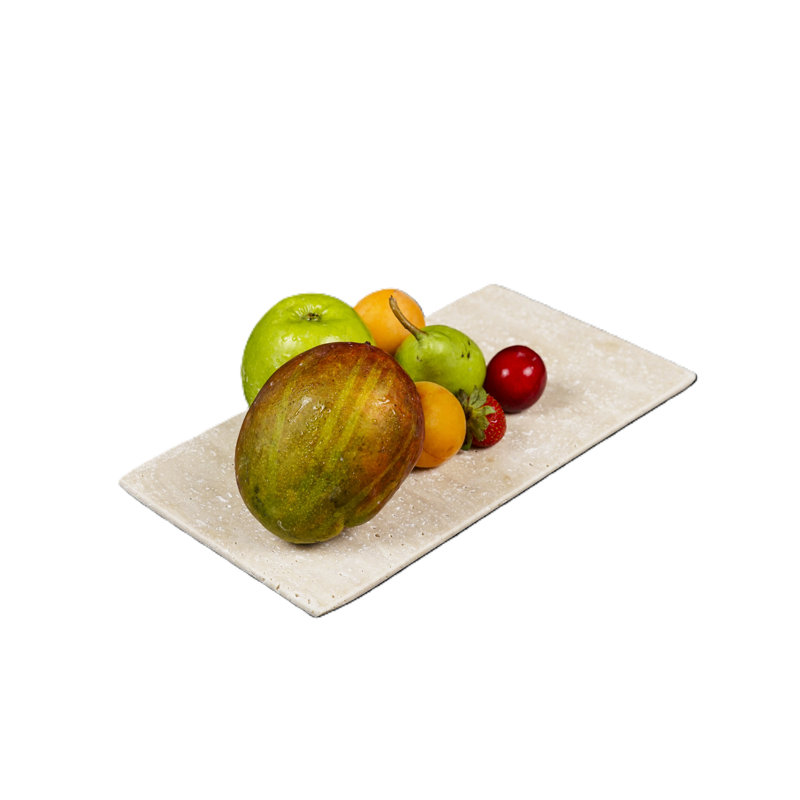 Natural Rectangular Travertine Serving Tray – Decorative Stone Vanity Tray for Kitchen, Bathroom & Tabletop, Beige