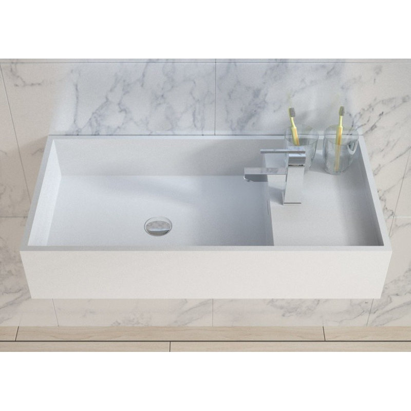 ADM Bathroom 15.7'' Resin Square Bathroom Sink, Matte/White