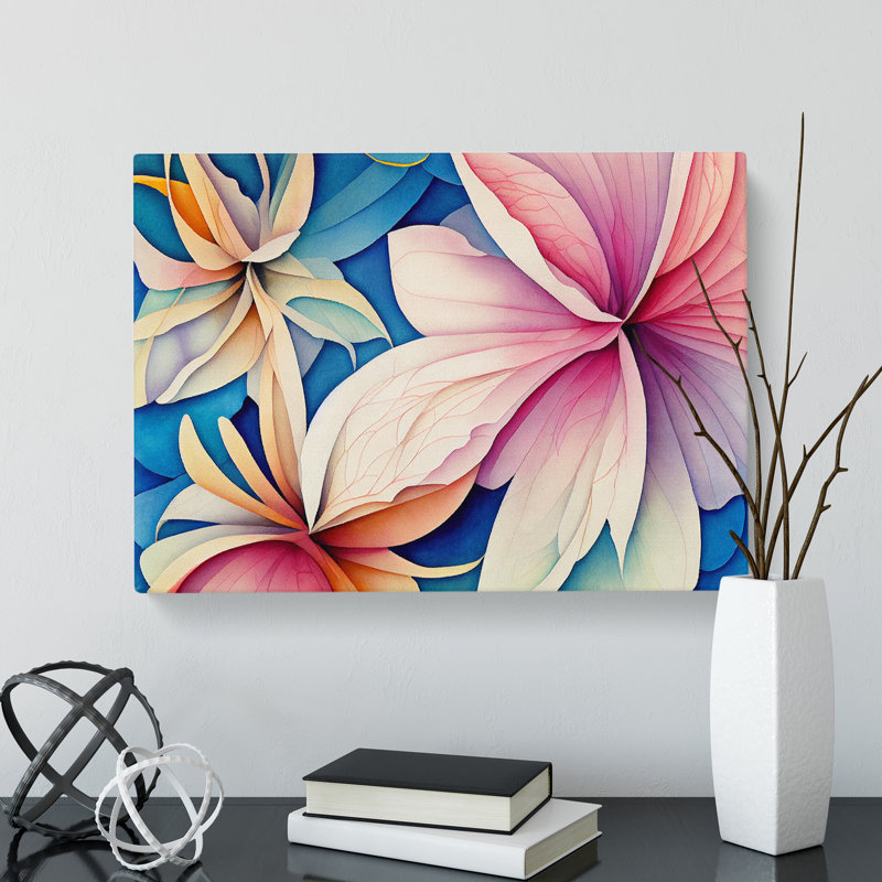 Resplendent Watercolour Flowers - Wrapped Canvas, 35cm H x 50cm W x 3cm D