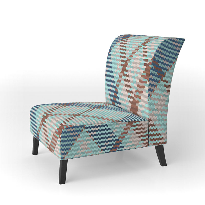 Fauteuil de chambre rembourré à motif turquoise à carreaux - Tartan