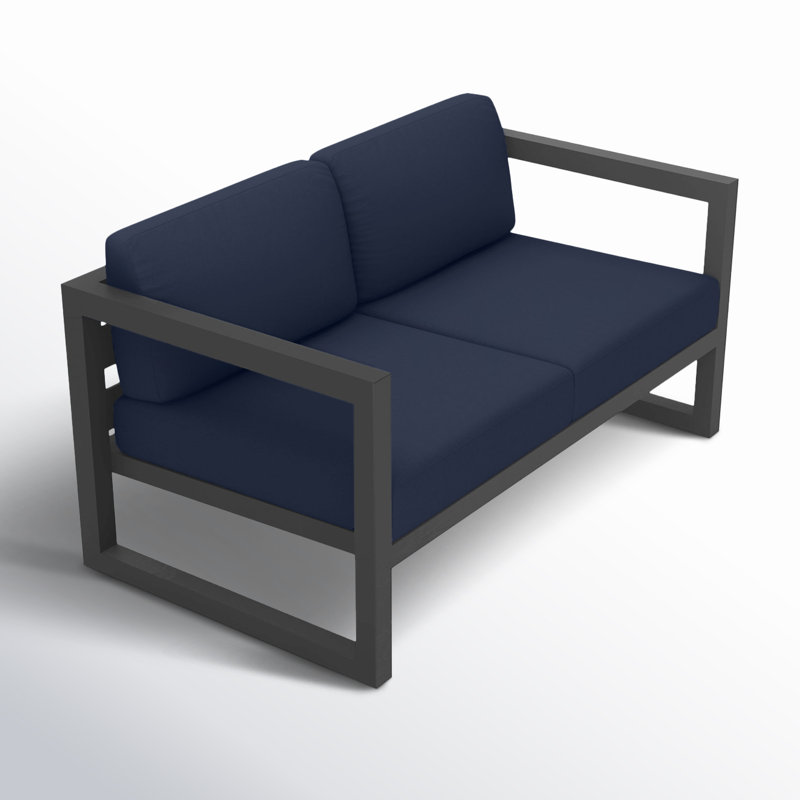 Avion Loveseat - Black, Spectrum Indigo Sunbrella®, Slate