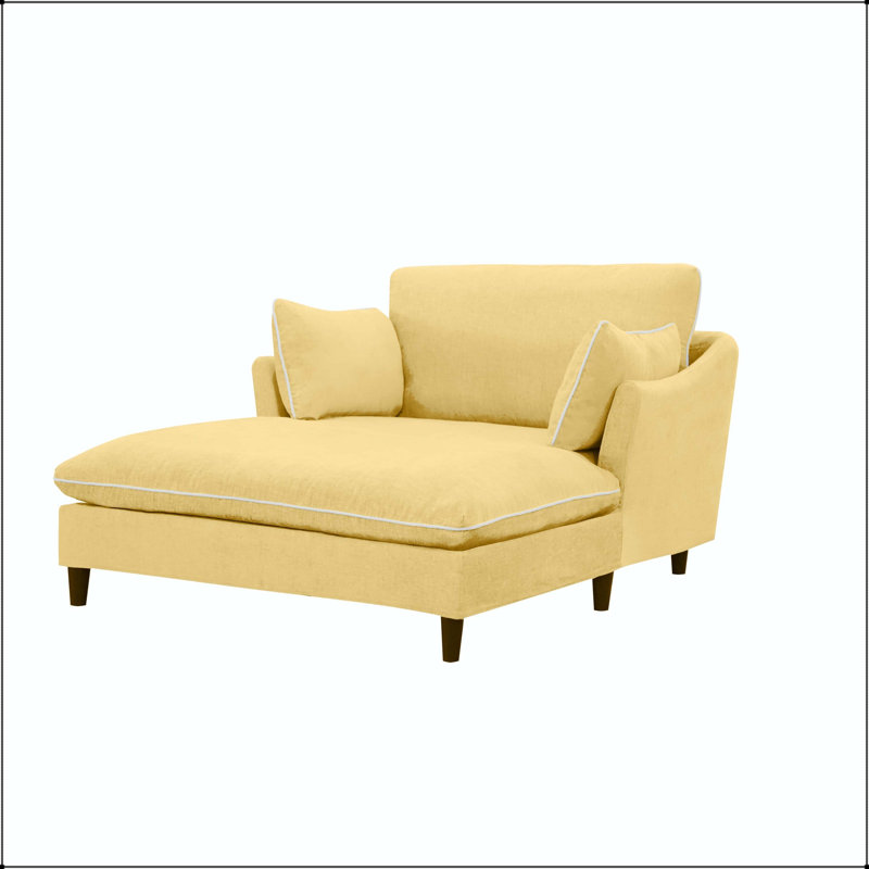 Canapé en chenille de 51,2 po avec coussins, Jaune